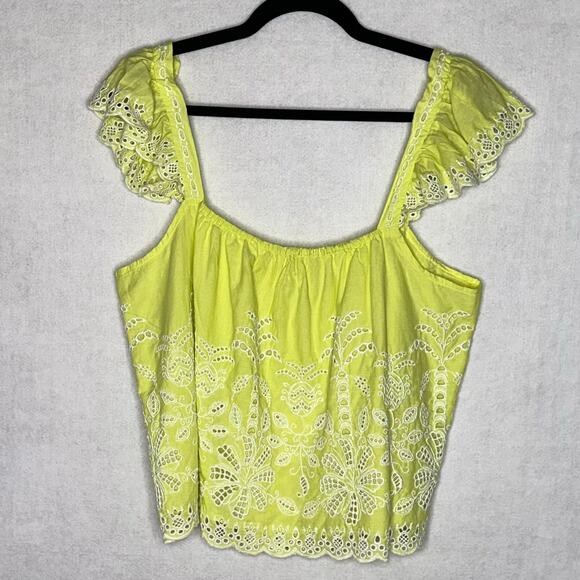 NWT Jennifer Grace Lime Eyelet Embroidered Cotton Tank – Size L - Picture 1 of 13